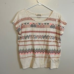 Lucky brand cream short sleeve top size medium